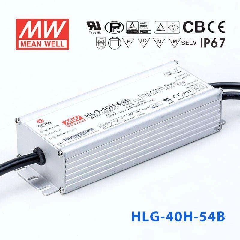 Mean Well HLG - 40H - 54B Power Supply 40W 54V - Dimmable - HLG - 40H - 54B - powersupplymall.com