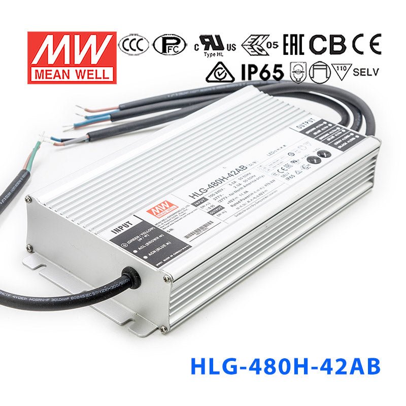 Mean Well HLG-480H-42AB Power Supply 480W 42V - Adjustable and Dimmable 11.4A - HLG-480H-42AB - powersupplymall.com