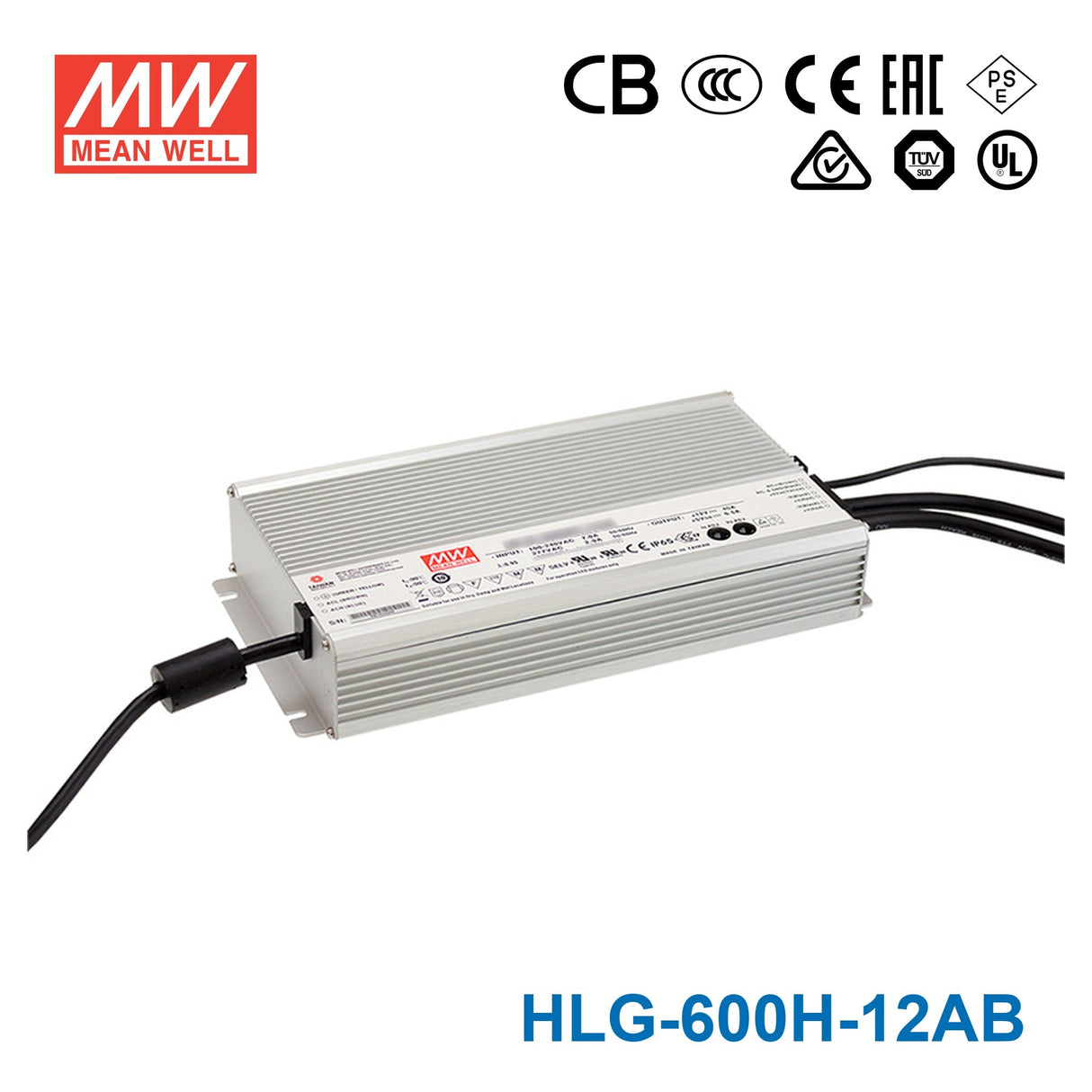 Mean Well HLG-600H-12AB Power Supply 480W 12V - Adjustable and Dimmable 40A - HLG-600H-12AB - powersupplymall.com