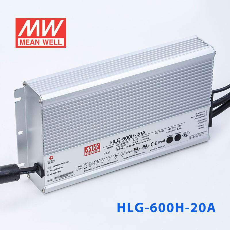 Mean Well HLG - 600H - 20A Power Supply 560W 20V - Adjustable - HLG-600H-20A - powersupplymall.com