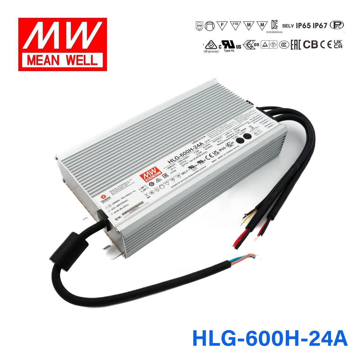 Mean Well HLG - 600H - 24A Power Supply 600W 24V - Adjustable - HLG - 600H - 24A - powersupplymall.com