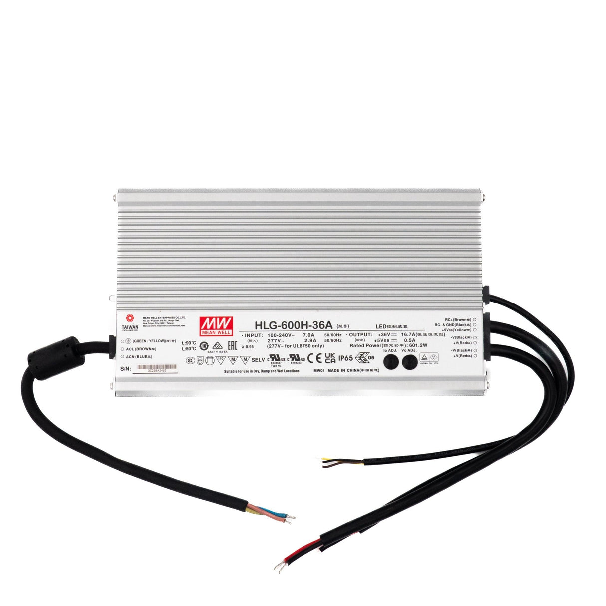 Mean Well HLG - 600H - 36A Power Supply 600W 36V - Adjustable - HLG-600H-36A - powersupplymall.com