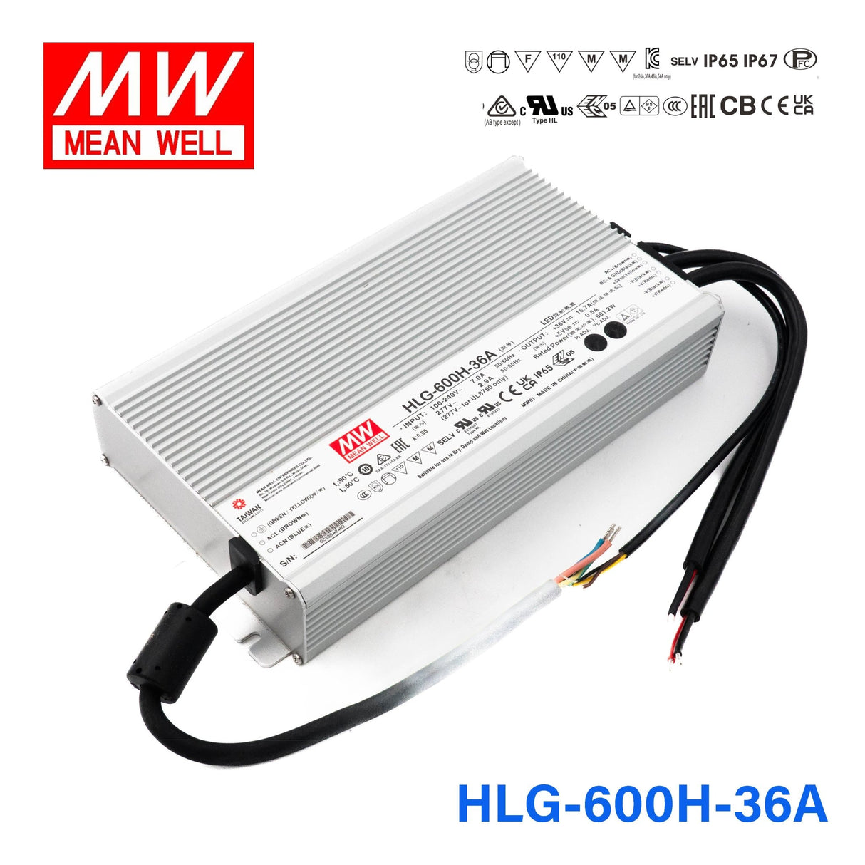 Mean Well HLG-600H-36A Power Supply 600W 36V - Adjustable 16.7A - HLG-600H-36A - powersupplymall.com