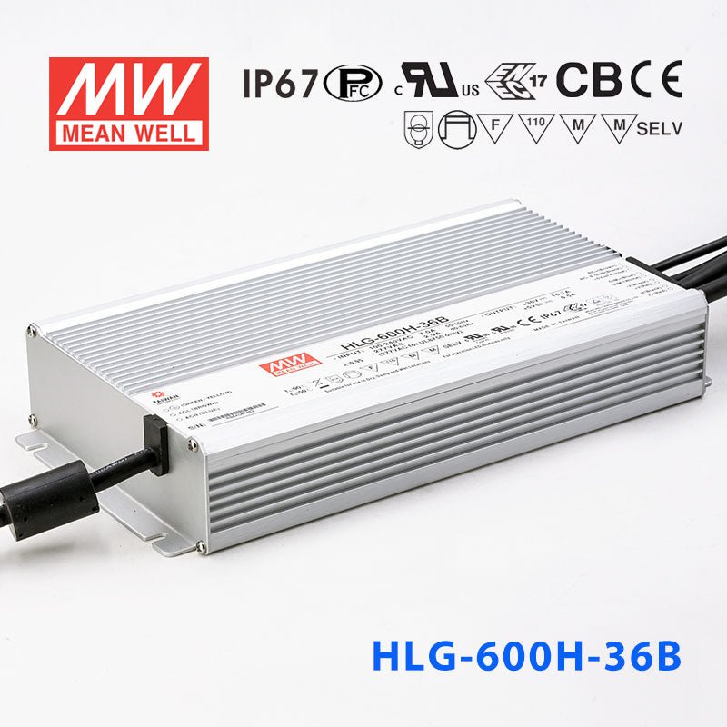 Mean Well HLG-600H-36AB Power Supply 600W 36V - Adjustable and Dimmable 16.7A - HLG-600H-36AB - powersupplymall.com