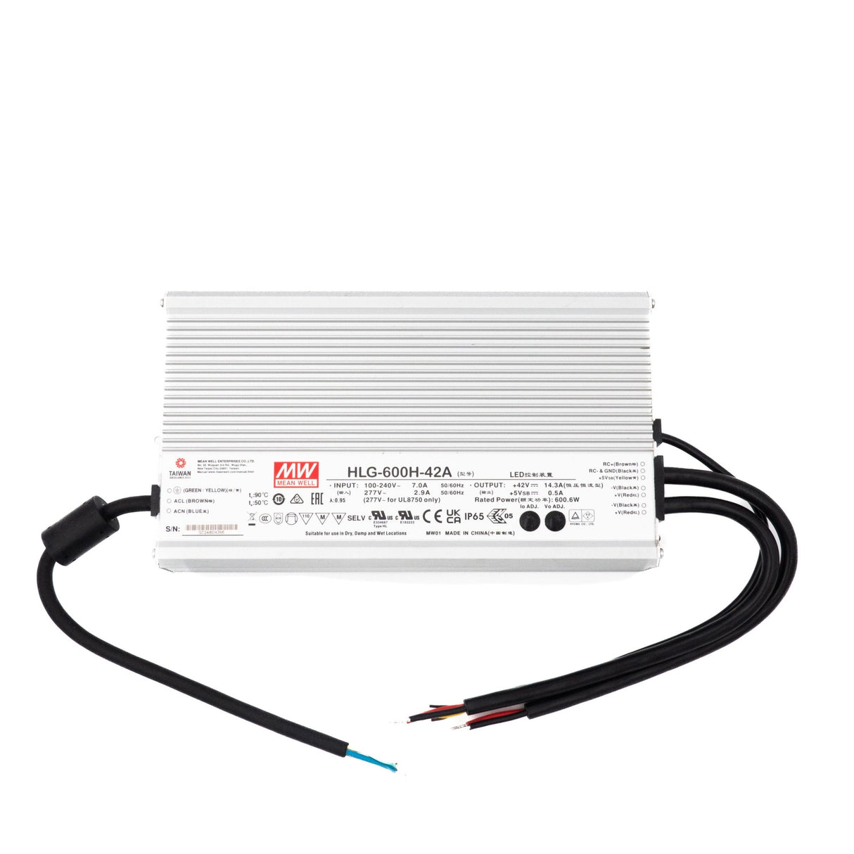Mean Well HLG-600H-42A Power Supply 600W 42V - Adjustable 14.3A - HLG-600H-42A - powersupplymall.com