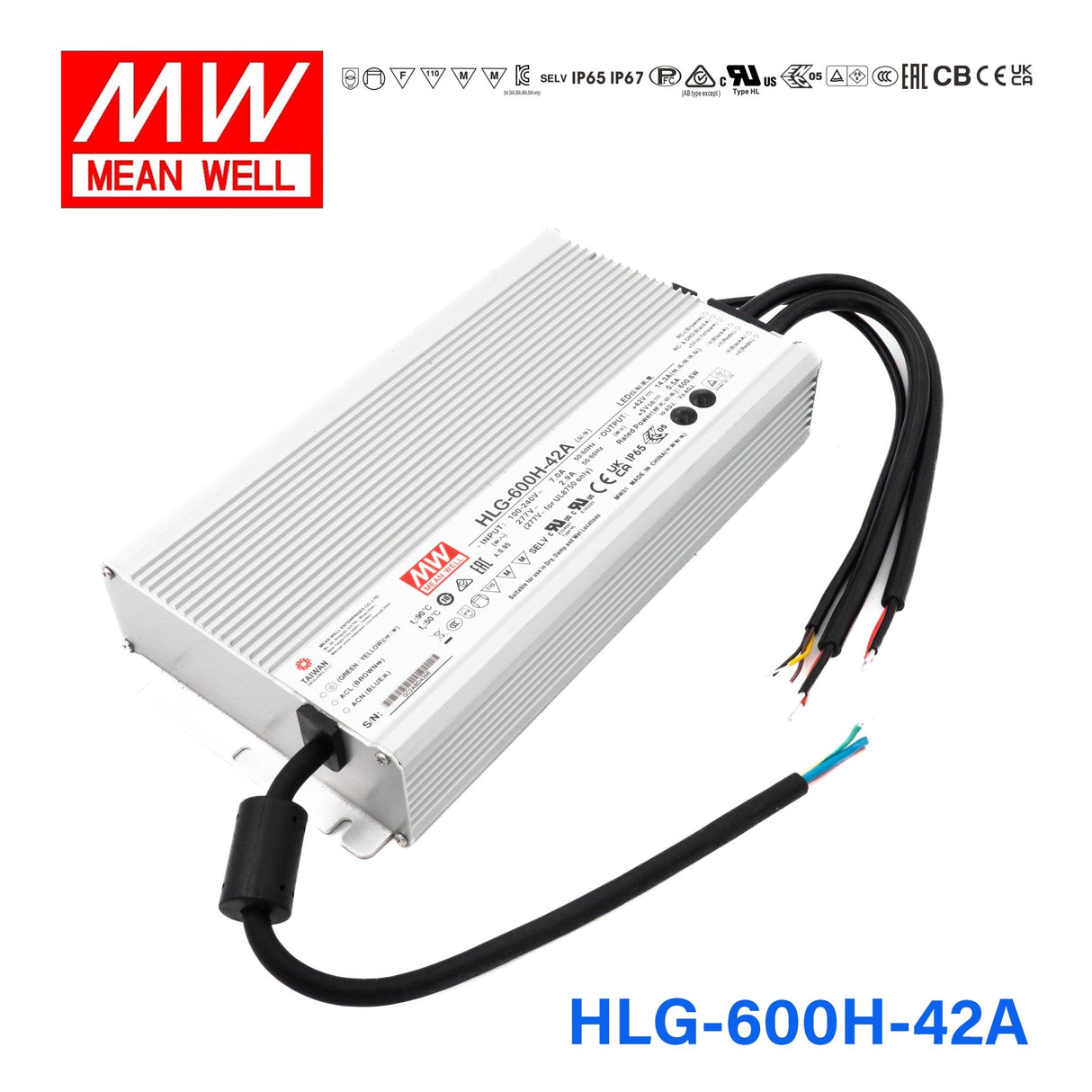 Mean Well HLG - 600H - 42A Power Supply 600W 42V - Adjustable - HLG - 600H - 42A - powersupplymall.com