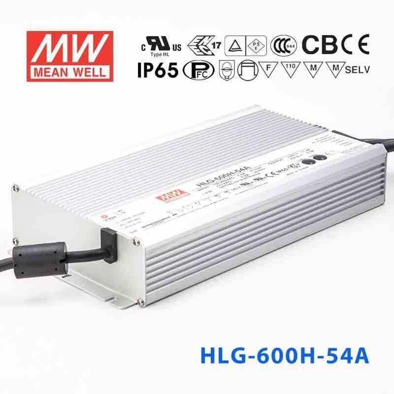 Mean Well HLG - 600H - 54A Power Supply 600W 54V - Adjustable - HLG - 600H - 54A - powersupplymall.com