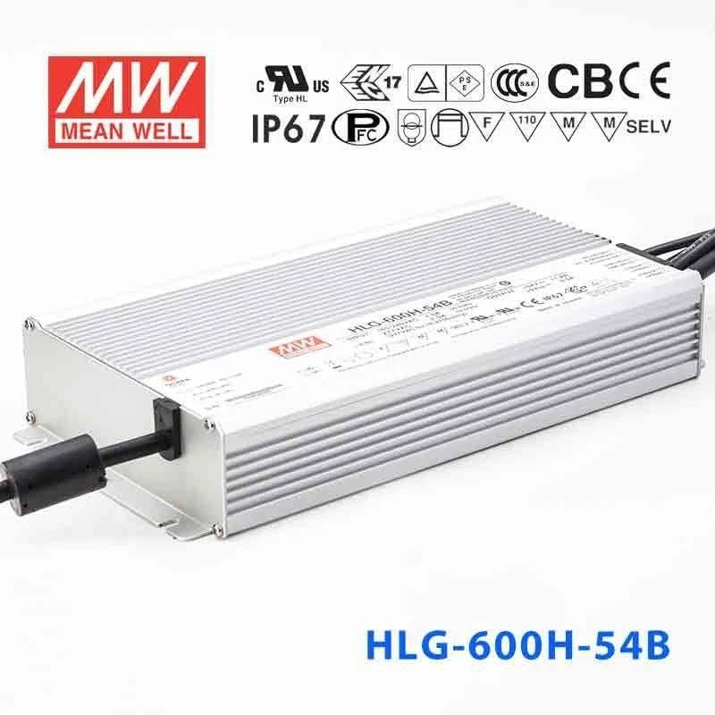 Mean Well HLG-600H-54B Power Supply 600W 54V- Dimmable 11.2A - HLG-600H-54B - powersupplymall.com