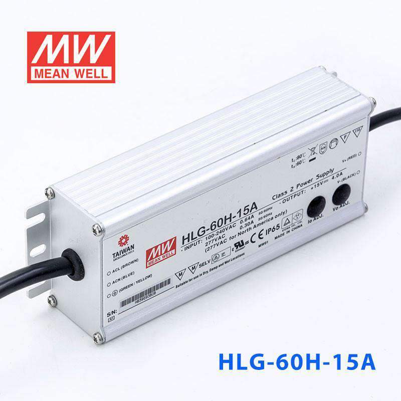 Mean Well HLG - 60H - 15A Power Supply 60W 15V - Adjustable - HLG - 60H - 15A - powersupplymall.com