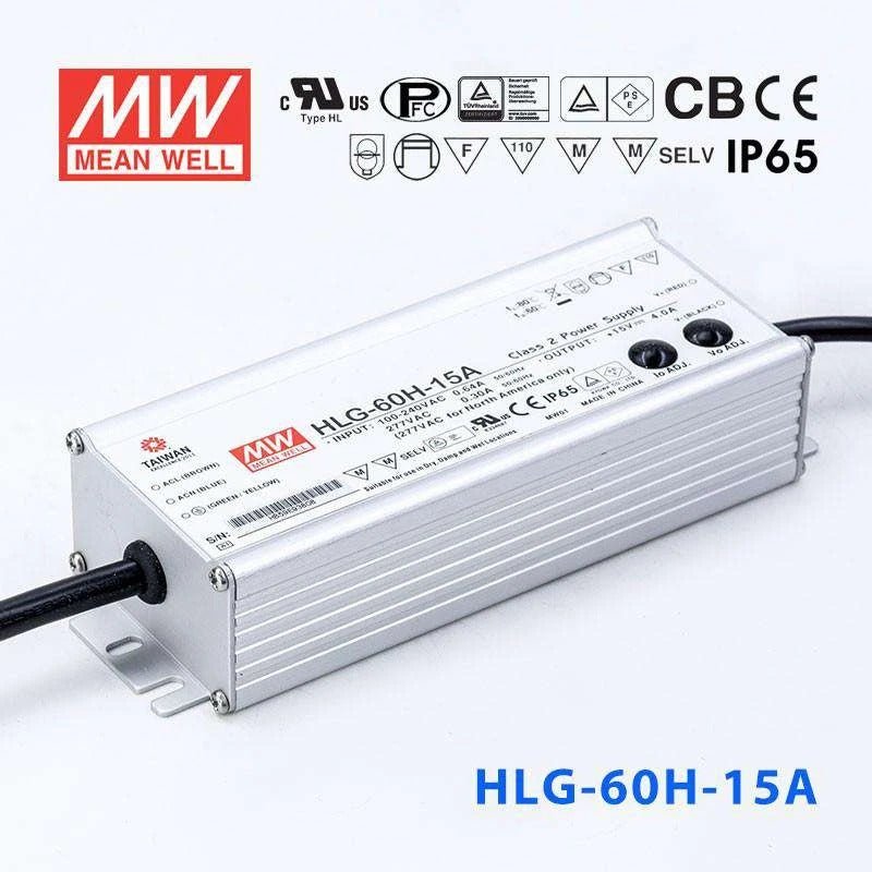 Mean Well HLG - 60H - 15A Power Supply 60W 15V - Adjustable - HLG - 60H - 15A - powersupplymall.com