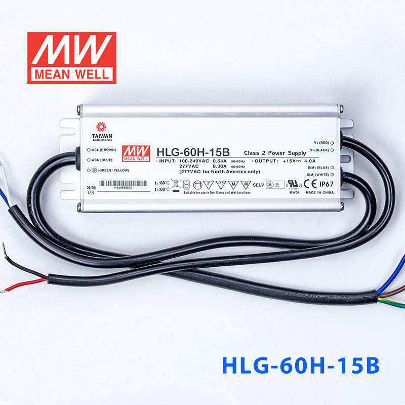Mean Well HLG - 60H - 15B Power Supply 60W 15V - Dimmable - HLG - 60H - 15B - powersupplymall.com