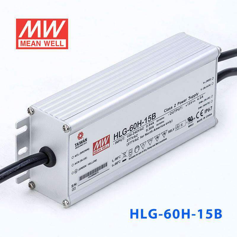 Mean Well HLG - 60H - 15B Power Supply 60W 15V - Dimmable - HLG - 60H - 15B - powersupplymall.com