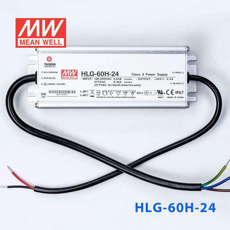 Mean Well HLG - 60H - 24 Power Supply 60W 24V - HLG - 60H - 24 - powersupplymall.com