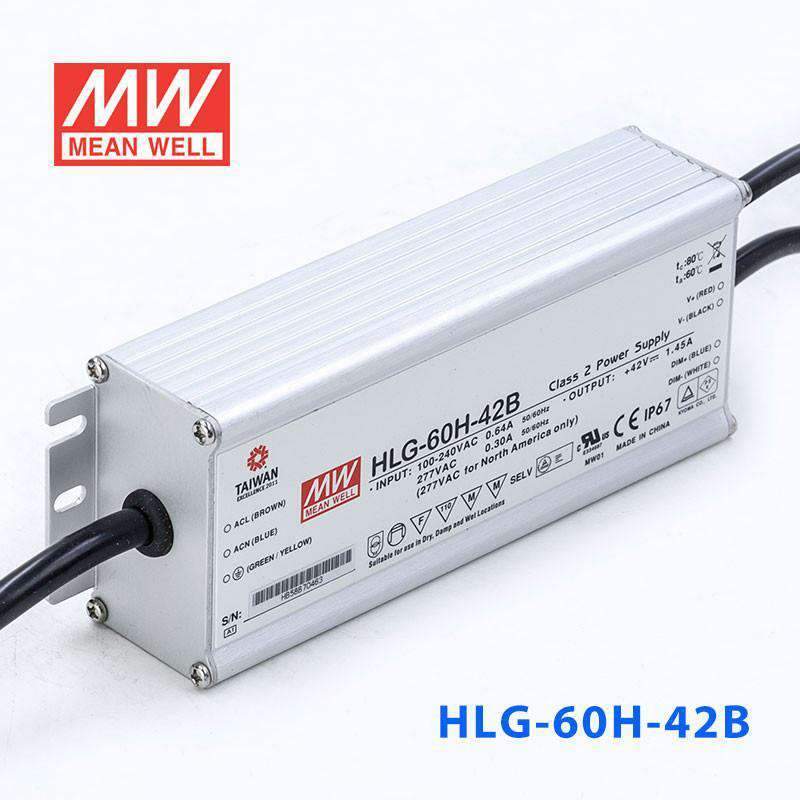 Mean Well HLG - 60H - 42B Power Supply 60W 42V - Dimmable - HLG - 60H - 42B - powersupplymall.com