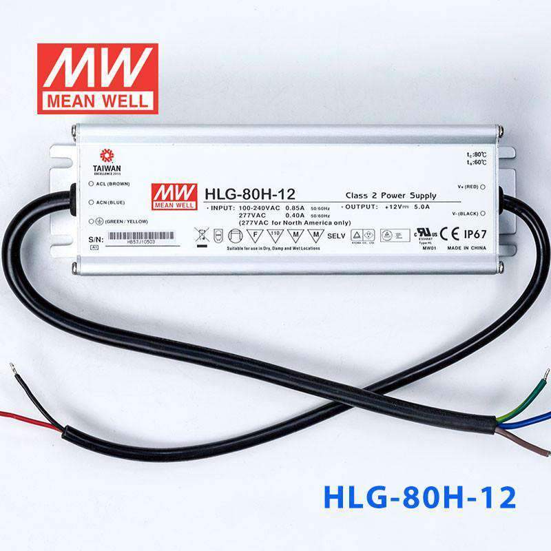 Mean Well HLG - 80H - 12 Power Supply 60W 12V - HLG - 80H - 12 - powersupplymall.com
