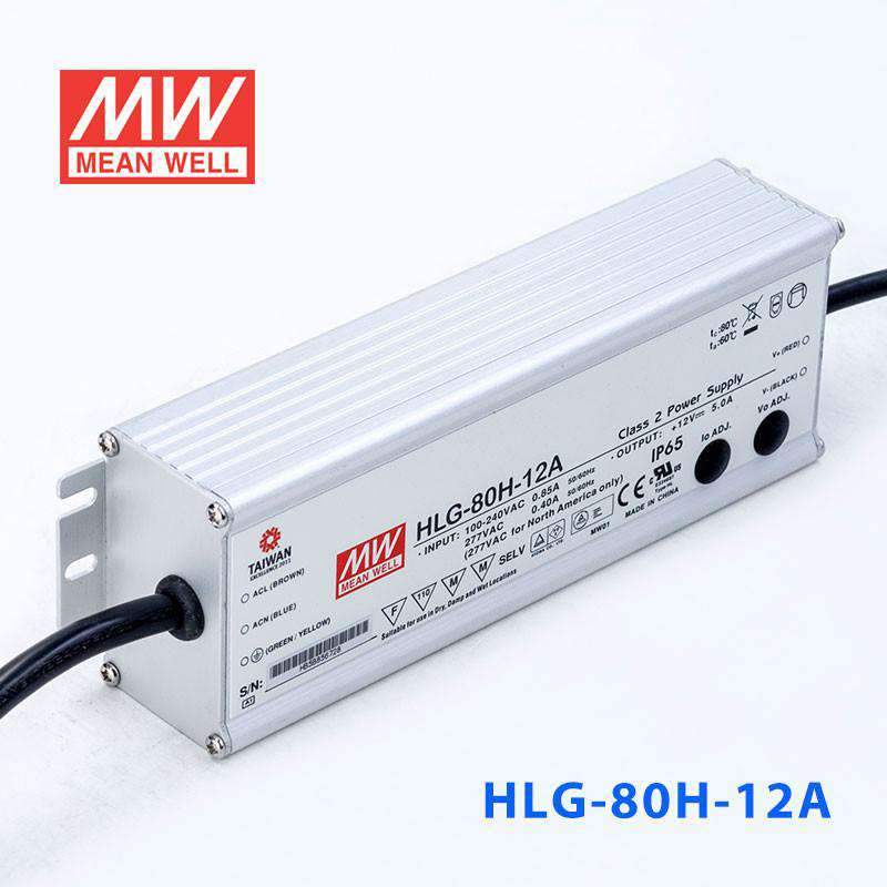 Mean Well HLG - 80H - 12A Power Supply 60W 12V - Adjustable - HLG - 80H - 12A - powersupplymall.com