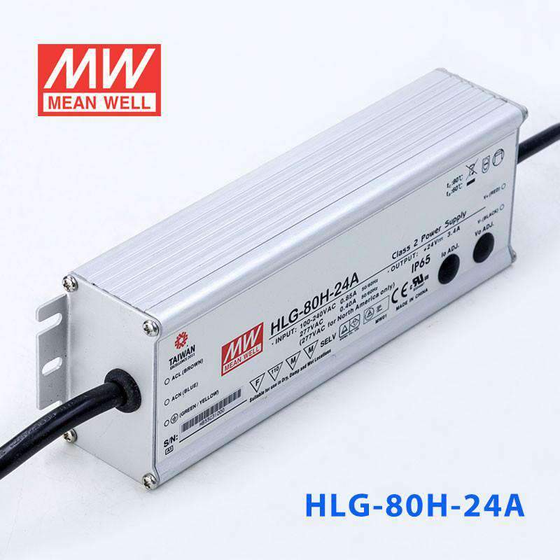 Mean Well HLG - 80H - 24A Power Supply 80W 24V - Adjustable - HLG - 80H - 24A - powersupplymall.com