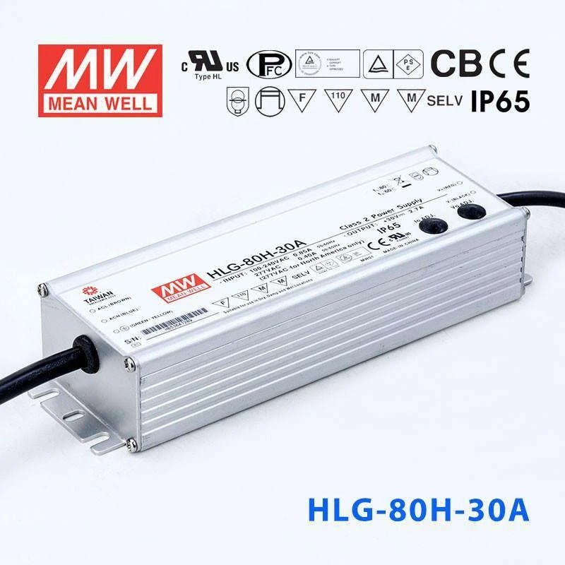 Mean Well HLG - 80H - 30A Power Supply 80W 30V - Adjustable - HLG - 80H - 30A - powersupplymall.com