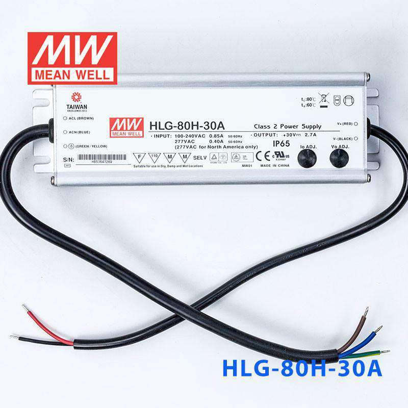 Mean Well HLG - 80H - 30A Power Supply 80W 30V - Adjustable - HLG - 80H - 30A - powersupplymall.com