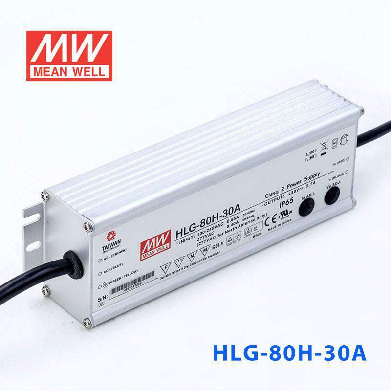 Mean Well HLG - 80H - 30A Power Supply 80W 30V - Adjustable - HLG - 80H - 30A - powersupplymall.com