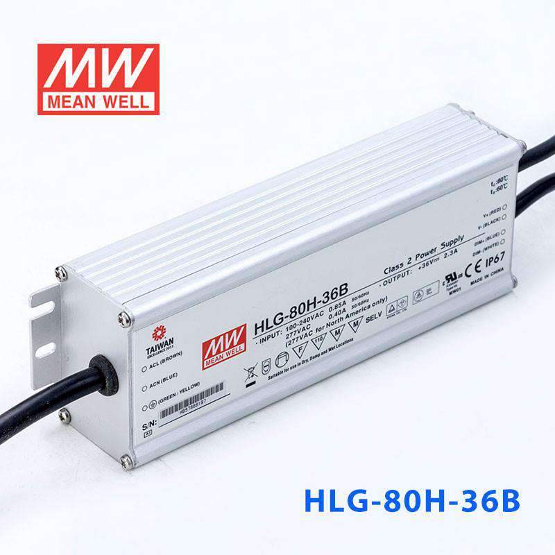 Mean Well HLG - 80H - 36B Power Supply 80W 36V - Dimmable - HLG - 80H - 36B - powersupplymall.com