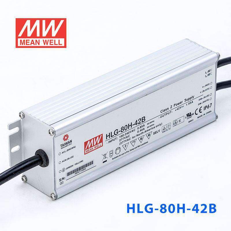 Mean Well HLG - 80H - 42B Power Supply 80W 42V - Dimmable - HLG-80H-42B - powersupplymall.com