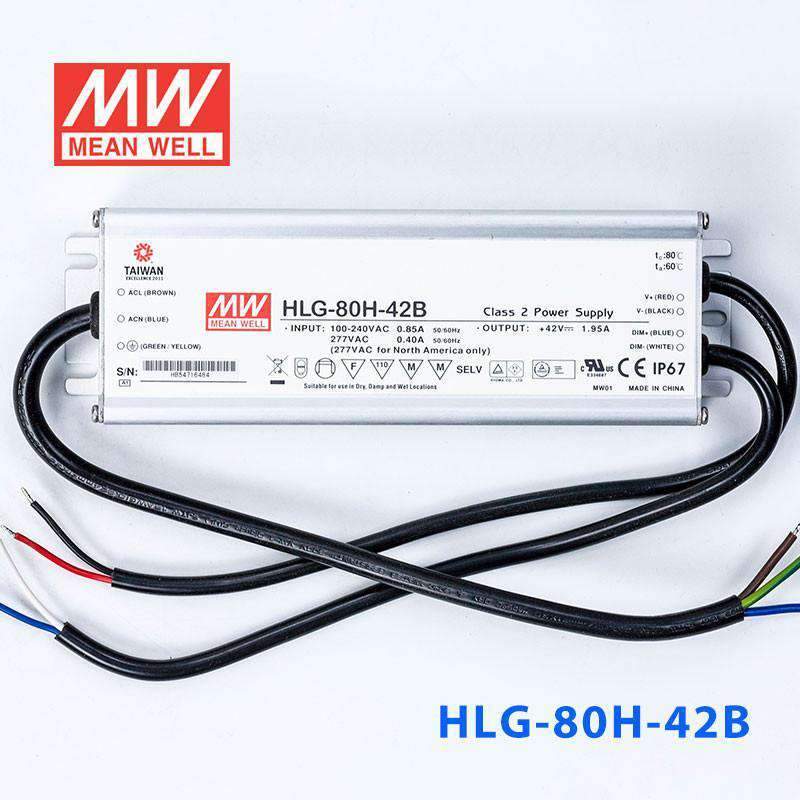 Mean Well HLG - 80H - 42B Power Supply 80W 42V - Dimmable - HLG-80H-42B - powersupplymall.com