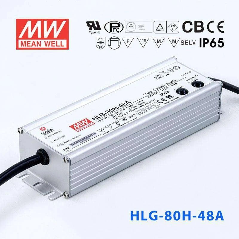 Mean Well HLG - 80H - 48A Power Supply 80W 48V - Adjustable - HLG - 80H - 48A - powersupplymall.com