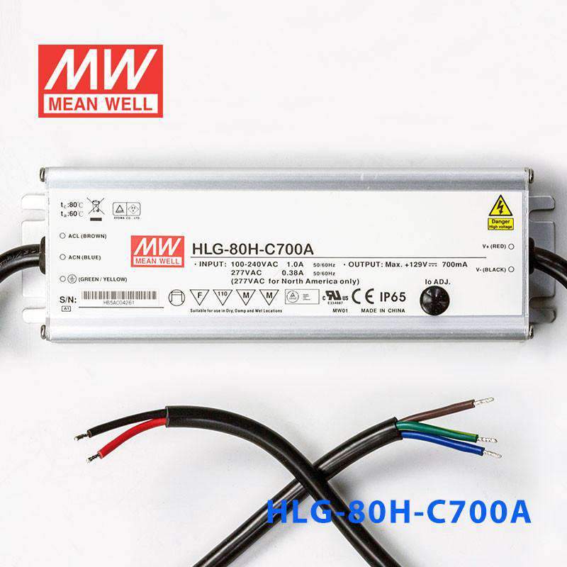Mean Well HLG - 80H - C700A Power Supply 90.3W 700mA - Adjustable - HLG - 80H - C700A - powersupplymall.com
