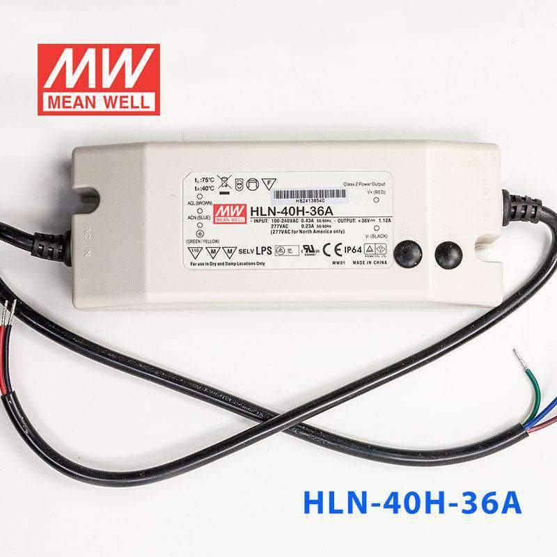 Mean Well HLN - 40H - 36A Power Supply 40W 36V - IP64, Adjustable - HLN - 40H - 36A - powersupplymall.com