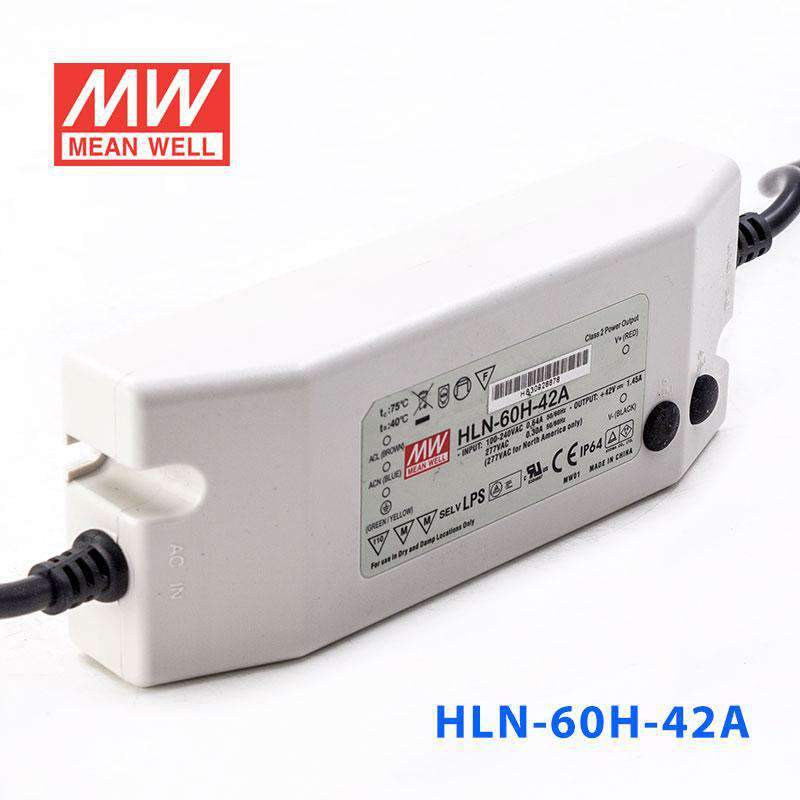 Mean Well HLN - 60H - 42A Power Supply 60W 42V - IP64, Adjustable - HLN-60H-42A - powersupplymall.com