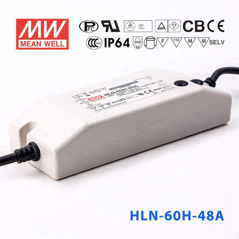 Mean Well HLN - 60H - 48A Power Supply 60W 48V - IP64, Adjustable - HLN - 60H - 48A - powersupplymall.com