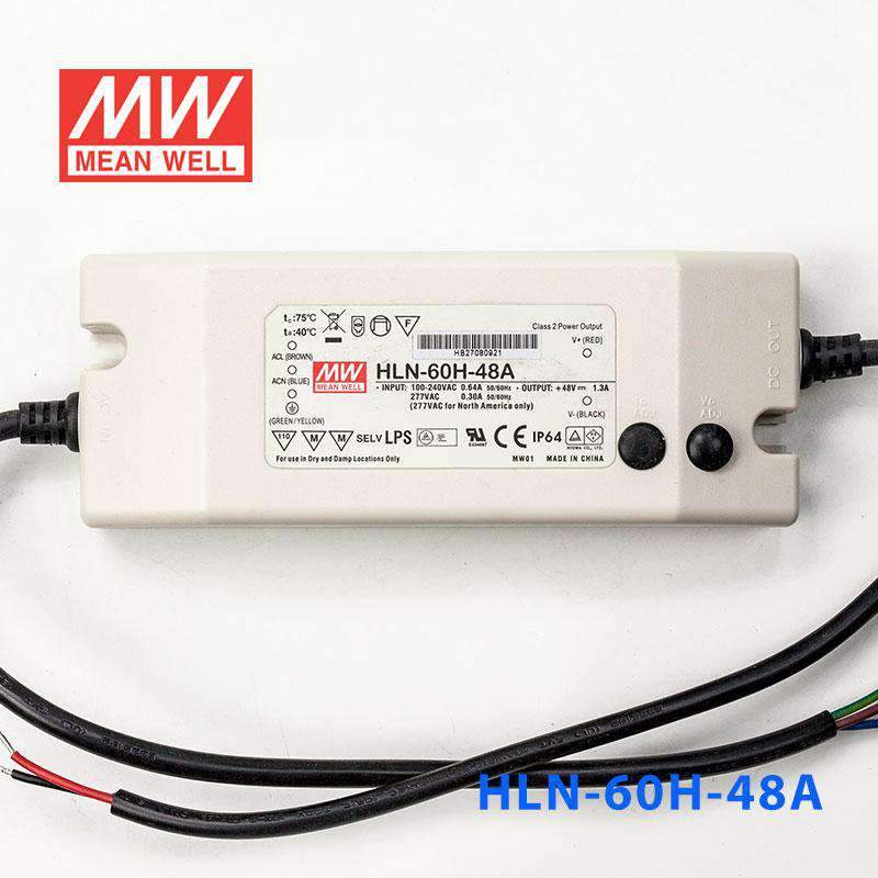 Mean Well HLN - 60H - 48A Power Supply 60W 48V - IP64, Adjustable - HLN - 60H - 48A - powersupplymall.com