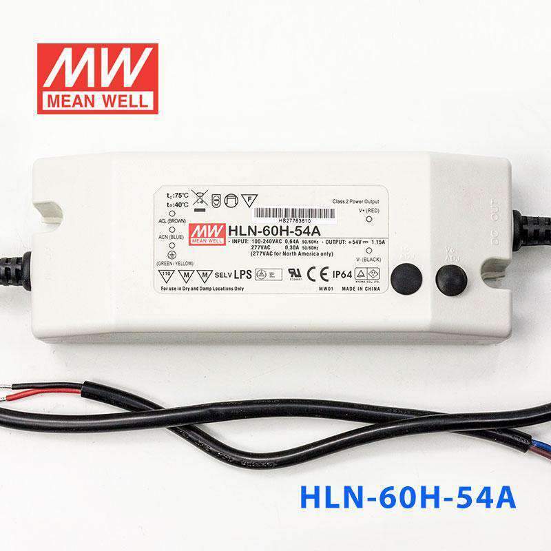 Mean Well HLN - 60H - 54A Power Supply 60W 54V - IP64, Adjustable - HLN - 60H - 54A - powersupplymall.com