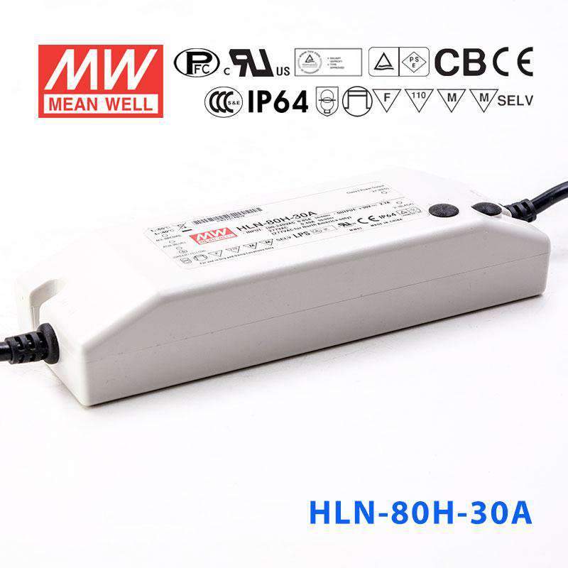 Mean Well HLN - 80H - 30A Power Supply 80W 30V - IP64, Adjustable - HLN - 80H - 30A - powersupplymall.com