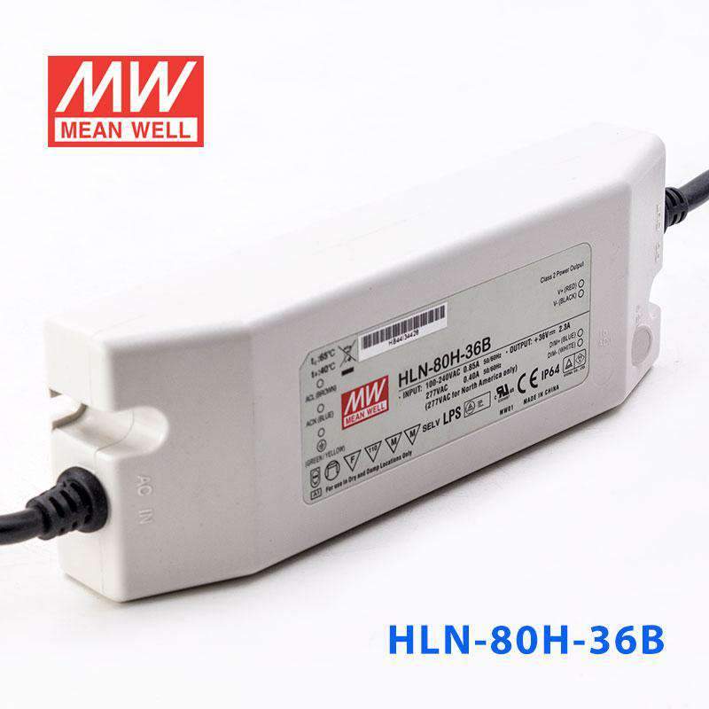 Mean Well HLN - 80H - 36B Power Supply 80W 36V - IP64, Dimmable - HLN - 80H - 36B - powersupplymall.com