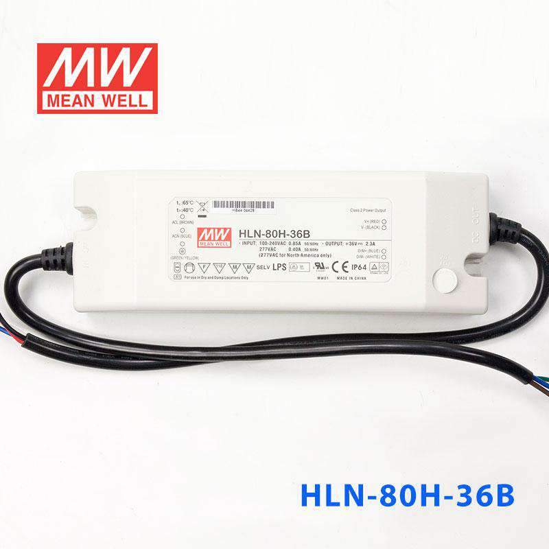Mean Well HLN - 80H - 36B Power Supply 80W 36V - IP64, Dimmable - HLN - 80H - 36B - powersupplymall.com