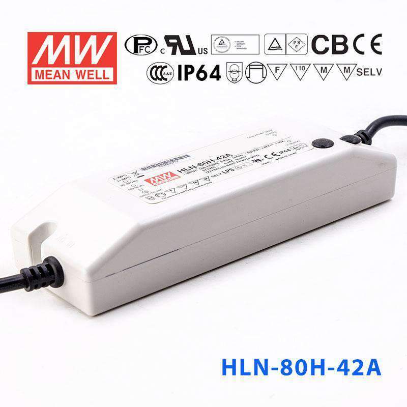 Mean Well HLN - 80H - 42A Power Supply 80W 42V - IP64, Adjustable - HLN - 80H - 42A - powersupplymall.com