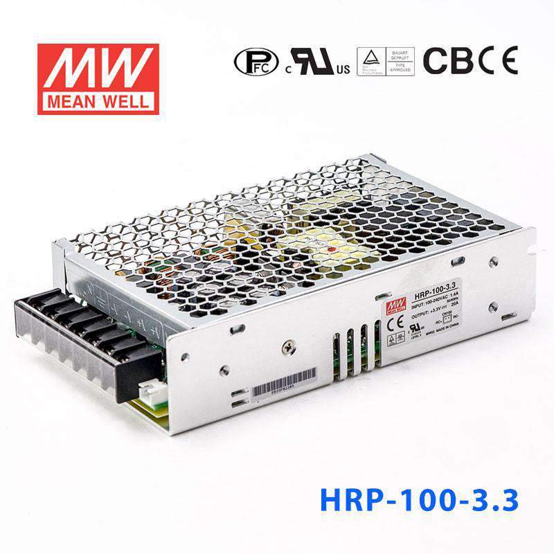 Mean Well HRP - 100 - 3.3 Power Supply 66W 3.3V - HRP - 100 - 3.3 - powersupplymall.com
