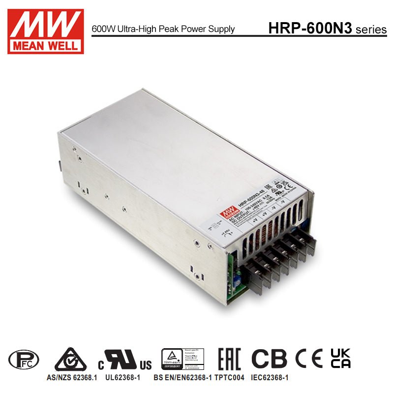 Mean Well HRP - 600N3 - 24 Power Supply 648W 24V, 350% peak power model - HRP - 600N3 - 24 - powersupplymall.com