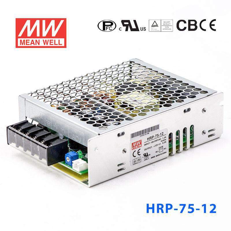 Mean Well HRP - 75 - 12 Power Supply 75.6W 12V - HRP - 75 - 12 - powersupplymall.com