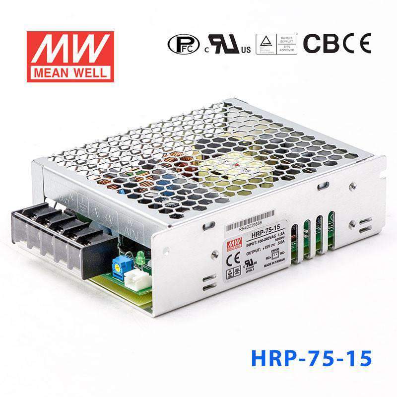 Mean Well HRP - 75 - 15 Power Supply 75W 15V - HRP - 75 - 15 - powersupplymall.com