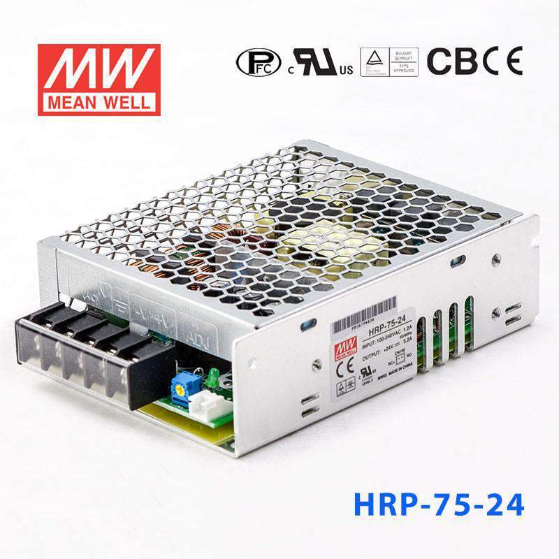 Mean Well HRP - 75 - 24 Power Supply 76.8W 24V - HRP - 75 - 24 - powersupplymall.com