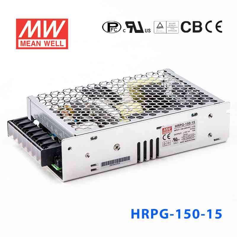 Mean Well HRPG - 150 - 15 Power Supply 150W 15V - HRPG - 150 - 15 - powersupplymall.com