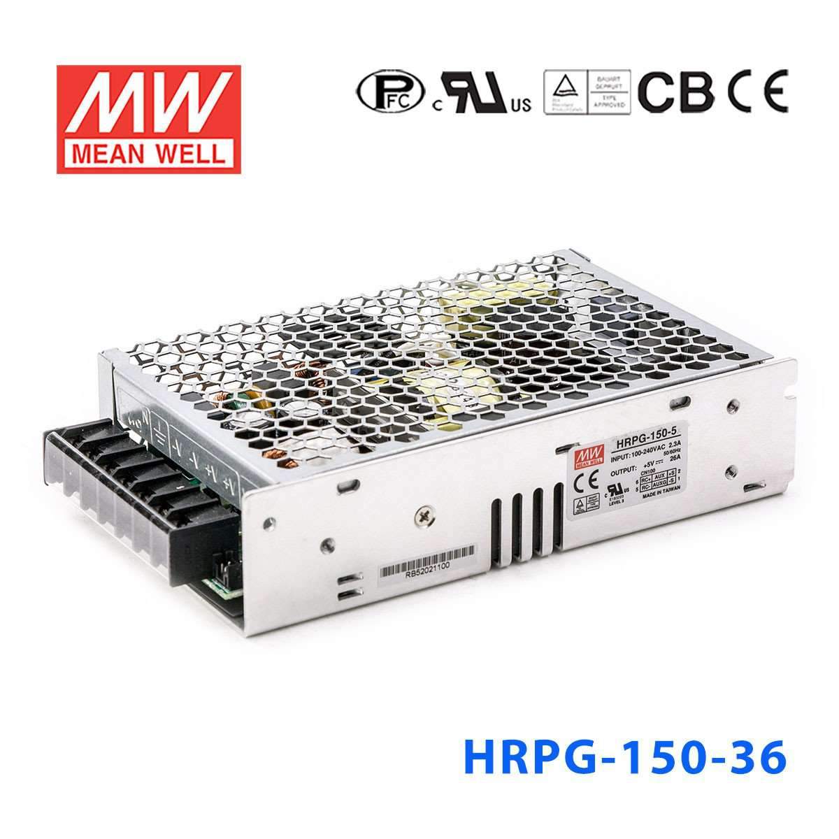 Mean Well HRPG - 150 - 36 Power Supply 154.8W 36V - HRPG - 150 - 36 - powersupplymall.com