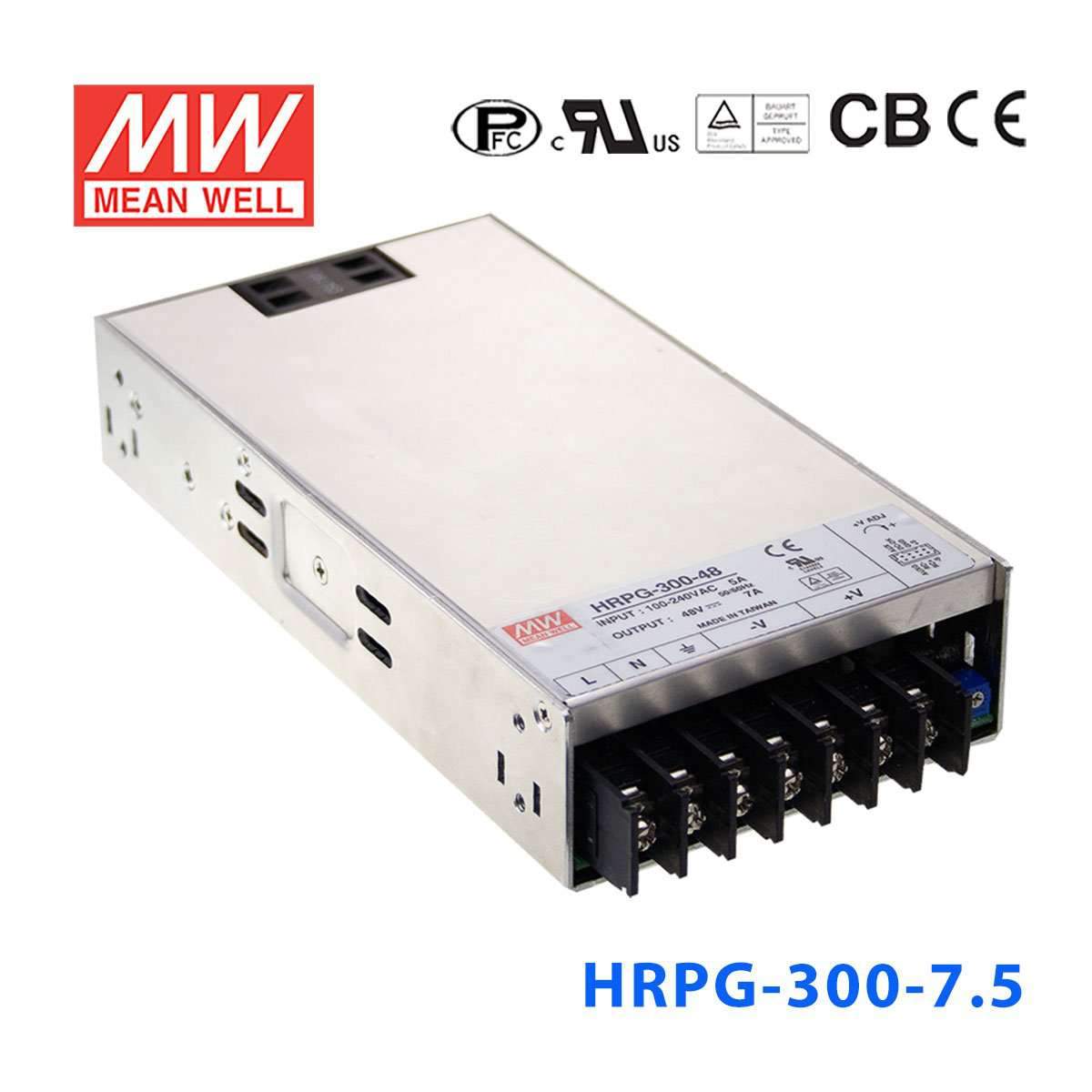Mean Well HRPG - 300 - 7.5 Power Supply 300W 7.5V - HRPG - 300 - 7.5 - powersupplymall.com