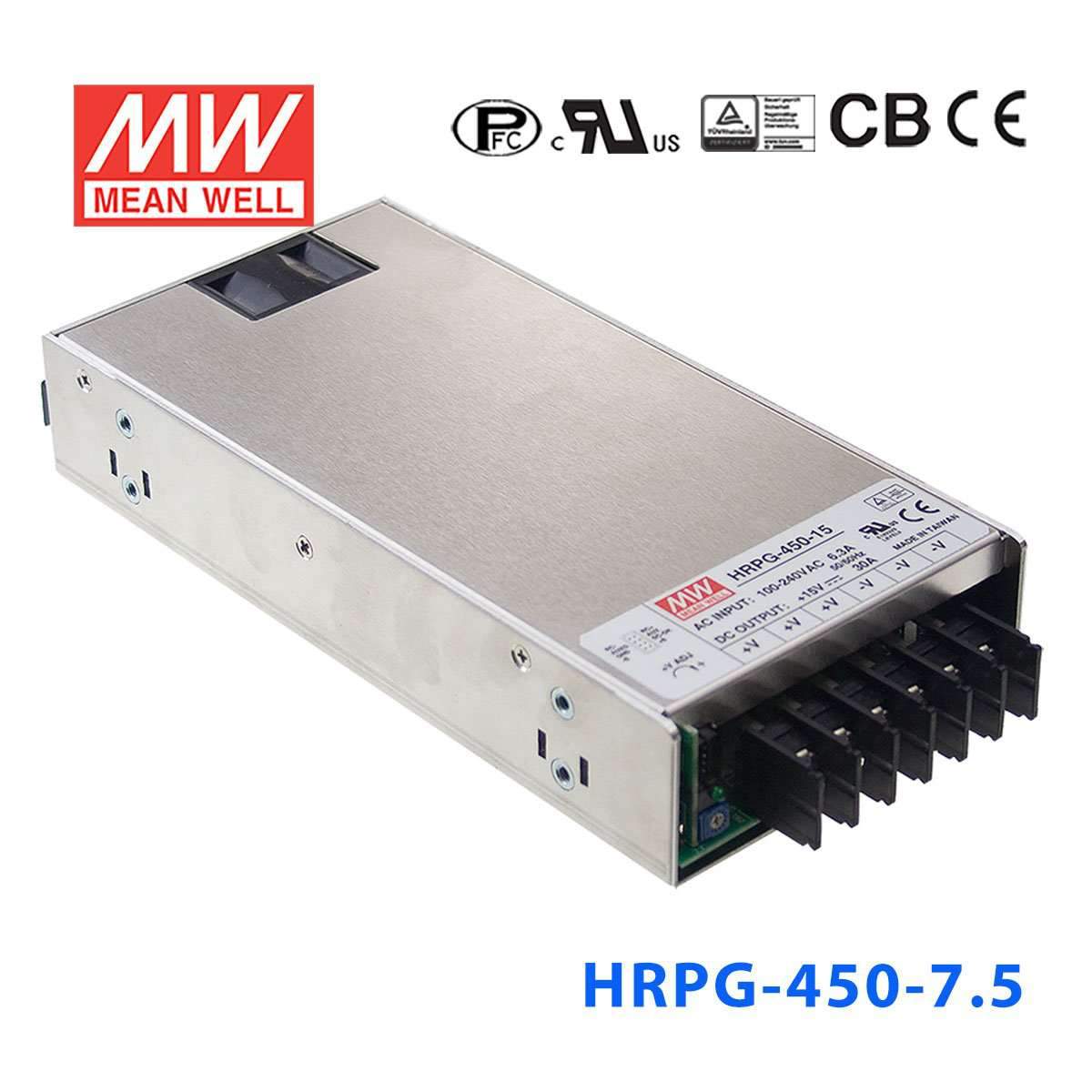 Mean Well HRPG - 450 - 7.5 Power Supply 450W 7.5V - HRPG - 450 - 7.5 - powersupplymall.com