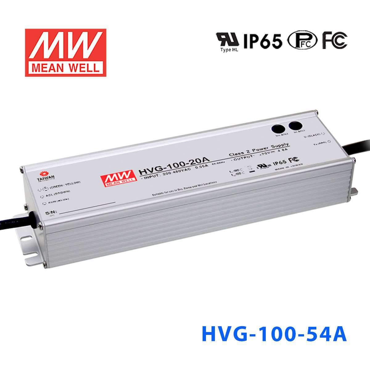 Mean Well HVG-100-54A Power Supply 100W 54V - Adjustable 1.77A - HVG-100-54A - powersupplymall.com