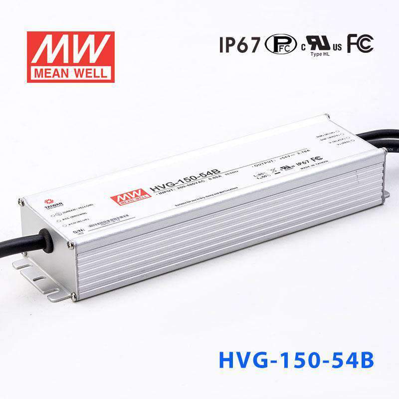 Mean Well HVG-150-54B Power Supply 150W 54V - Dimmable 2.78A - HVG-150-54B - powersupplymall.com