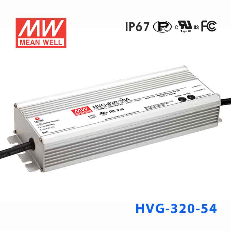 Mean Well HVG - 320 - 54AB Power Supply 320W 54V - Adjustable and Dimmable - HVG - 320 - 54AB - powersupplymall.com